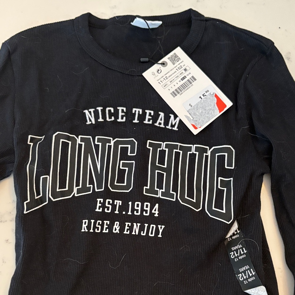 Zara Black Long Sleeve Kids Tee with Graphic
